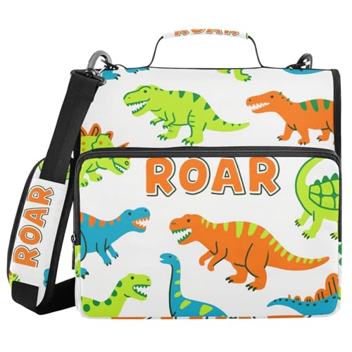 Roaring T-rex Ankylosaurus Aktenordner mit 3 Ringen, Reißverschluss, 3 Ringe, leicht zu transportieren, geeignet für Mittelschule, Weiß, fluoreszierend, Grün, 3,8 cm Roaring T-rex Ankylosaurus Aktenordner mit 3 Ringen, Reißverschluss, 3 Ringe, leicht zu transportieren, geeignet für Mittelschule, Weiß, fluoreszierend, Grün, 3,8 cm von sanluoli