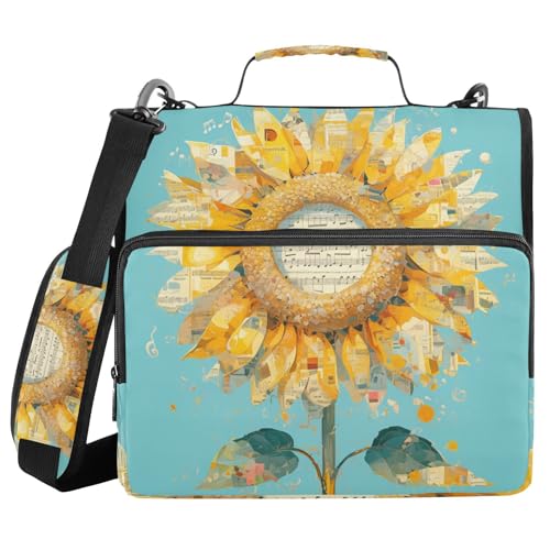 Sammelmappe mit Sonnenblumen-Motiv für Noten, Notenblätter, 3,8 cm, 3 Ringe, Reißverschluss, Schulterriemen und Griff, mehrere Taschen, Portfolio-Ordner für die Mittelschule Sammelmappe mit Sonnenblumen-Motiv für Noten, Notenblätter, 3,8 cm, 3 Ringe, Reißverschluss, Schulterriemen und Griff, mehrere Taschen, Portfolio-Ordner für die Mittelschule von sanluoli