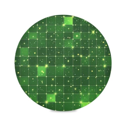 St Green Plaids Starry Natural Round Tischsets Reversible Steppstoff Leinen 15,4 cm St Green Plaids Starry Natural Round Tischsets Reversible Steppstoff Leinen 15,4 cm von sanluoli