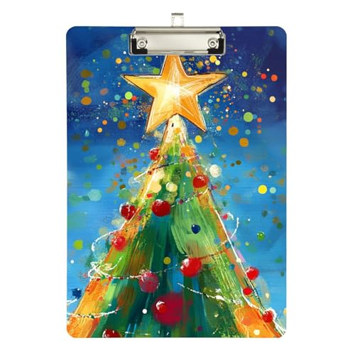 The Christmas Star Tree Klemmbrett, Ordner, Dokumentenblock, transparent, für Polizei, Büro, Krankenschwester, Fußball, Trainer, Größe 22,9 x 30,5 cm The Christmas Star Tree Klemmbrett, Ordner, Dokumentenblock, transparent, für Polizei, Büro, Krankenschwester, Fußball, Trainer, Größe 22,9 x 30,5 cm von sanluoli