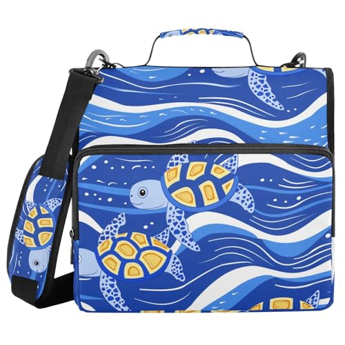 Wavurtle Aktenordner mit 3 Ringen, stabiler Reißverschluss, mit Griff und abnehmbarem Schultergurt, mehrere Taschen, Dokumenten-Organizer für Büro, Schule, 3,8 cm Wavurtle Aktenordner mit 3 Ringen, stabiler Reißverschluss, mit Griff und abnehmbarem Schultergurt, mehrere Taschen, Dokumenten-Organizer für Büro, Schule, 3,8 cm von sanluoli