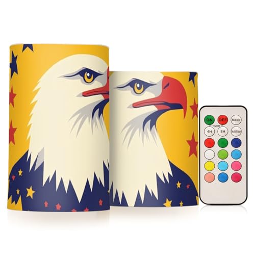 sanluoli National Memorial Day Vogel Gelb Flammenlose Kerzen mit Fernbedienung Gefälschte Kerzen Elektronische Lichter Fernbedienung Fernbedienung für Party Batteriebetriebene Säule 2-teiliges Set von sanluoli