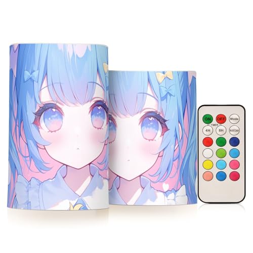 sanluoli Niedliche einfache Anime Mädchen flammenlose Kerzen flackernde Outdoor-Kerze elektronische Lichter Romantische LED für Thanksgiving Batteriekerze 2-teiliges Set von sanluoli