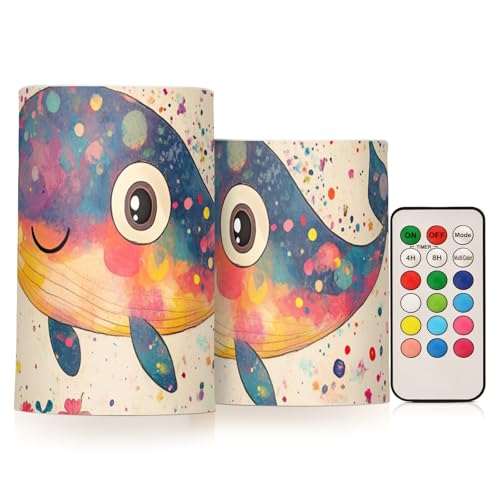 sanluoli Sweet Whale Flammenlose Kerzen Set Batteriekerze Elektronische Lichter Mystique LED für Votivkerze Batterie Kerze 2-teiliges Set von sanluoli