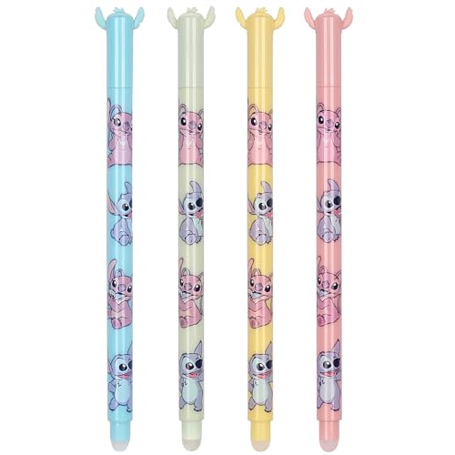 DISNEY Stitch 4x Radierbarer Kugelschreiber mit Radiergummi - löschbar, Gel, Farbe, für Büro und Schule (I) von sarcia.eu