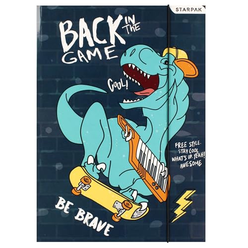 Dinosaurier LAMINIERTE Schulordner mit Gummiband für Jungen, LEHRMITTEL: Einmaleins STARPAK A4 (Dinosaurier C) von sarcia.eu