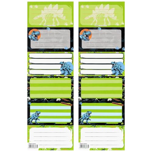 Dinosaurier Notizbuchaufkleber, Schulbuch Namensaufkleber, selbstklebende Aufkleber SET 12 STICKERS (Dinosaurier B) von sarcia.eu