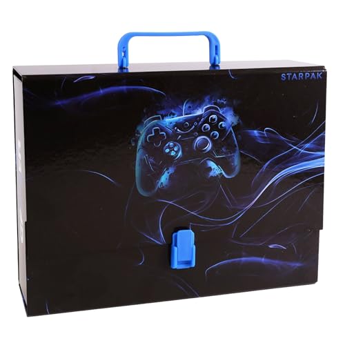 GAMEPAD DICKER, Schulmappe mit Griff für Jungen, stabil, für Schule FÜR SPIELER A4 XXL 9 cm (Gamer Blau) von sarcia.eu