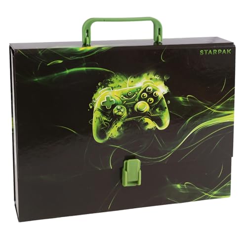 GAMER Dicke, Schulmappe mit Griff für Jungen, robust für Schule FÜR GAMER, A4 5 cm (Gamer Grün) von sarcia.eu