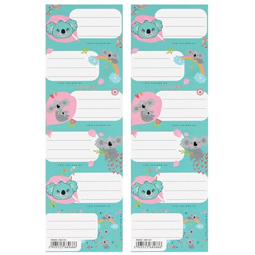 KOALA Notizbuchaufkleber, Namensaufkleber für Schulbücher, Selbstklebende Aufkleber SET 12 STICKERS (Koala) von sarcia.eu
