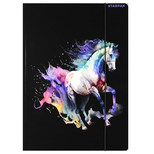 PFERD STARPAK LAMINIERTE Schulmappe mit Gummiband FÜR MÄDCHEN A4 (Pferd) von sarcia.eu