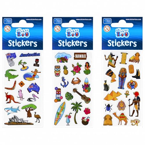 Set mit bunten Stickern, Reisen, Aufkleber für Kinder von sarcia.eu