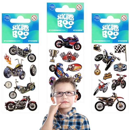 Set von bunten Sticker Motorräder, Aufkleber für Kinder von sarcia.eu