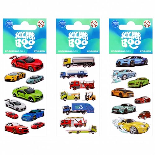 Set von bunten Stickern Autos, Aufkleber für Jungen Set von bunten Stickern Autos, Aufkleber für Jungen von sarcia.eu
