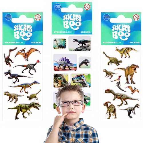 Set von bunten Stickern Dinosaurier, Aufkleber für Kinder von sarcia.eu