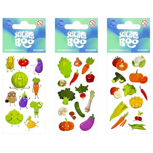 Set von bunten Stickern lustiges Gemüse, Aufkleber für Kinder von sarcia.eu