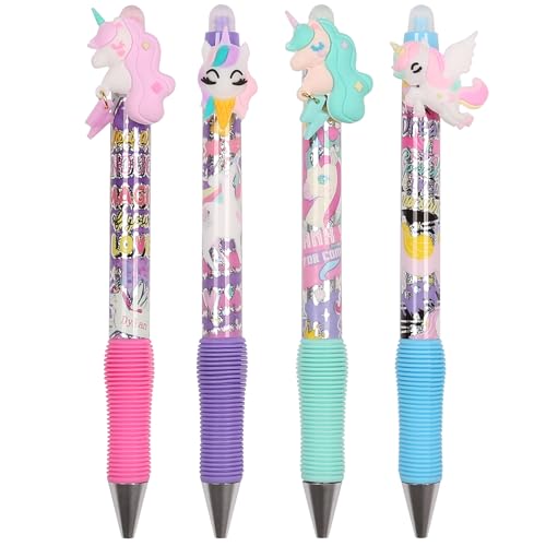 sarcia.eu Einhorn Radierbarer Stift mit Radiergummi, Gel, automatisch, BLAUE TINTE, schulgeeignet, 0,5 mm, 1 Stift von sarcia.eu