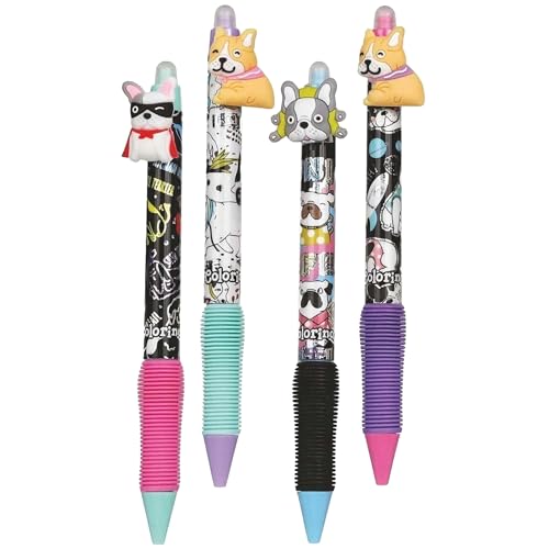 sarcia.eu Hund-Kugelschreiber mit Radiergummi, Gel, automatisch, BLAUE TINTE, löschbar, 0,5 mm, 1 Stück (A) von sarcia.eu
