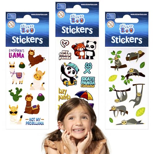 Lustige Sticker für Kinder, Panda, Lama, Faultier Aufkleber von sarcia.eu
