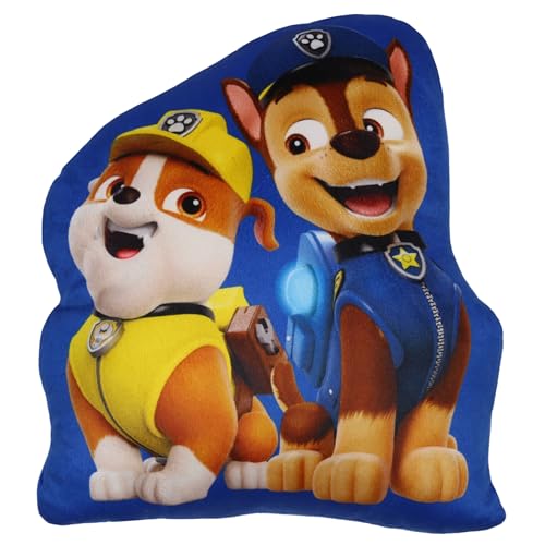 sarcia.eu Paw Patrol Chase Rubble WEICHE Dekoratives Kissen, Velours Formkissen für Kinderzimmer 32x29cm Oeko-TEX (B) von sarcia.eu