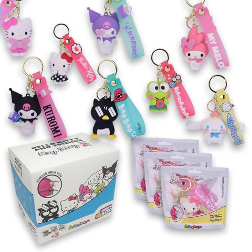 #sbabam Funny Box Hello Kitty Key Ring Serie 2, 3 Verschiedene Charaktere – Kinder-Gadget Finde Kuromi, Cinnamoroll, My Melody und andere von #sbabam
