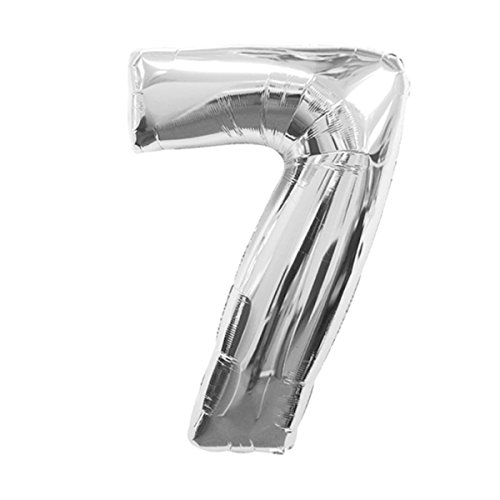 Folienballon Zahlen klein (0-9) in Silber, Höhe ca. 32 cm, Auswahl:Zahl 7 von schenken-24