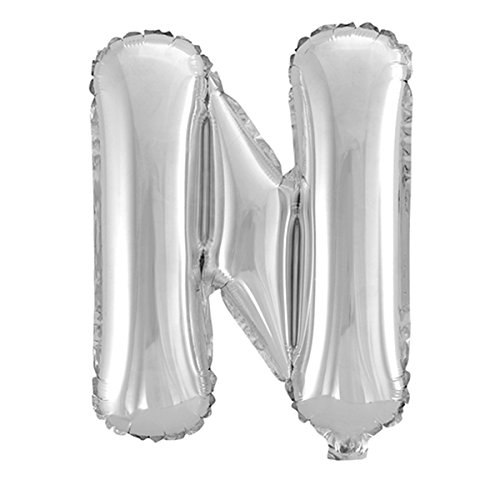 schenken-24 Folienballon Buchstaben (A - Z) in Silber, Höhe ca. 32 cm (N) von schenken-24