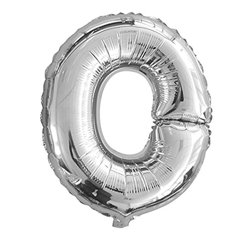 schenken-24 Folienballon Buchstaben (A - Z) in Silber, Höhe ca. 32 cm (O) von schenken-24