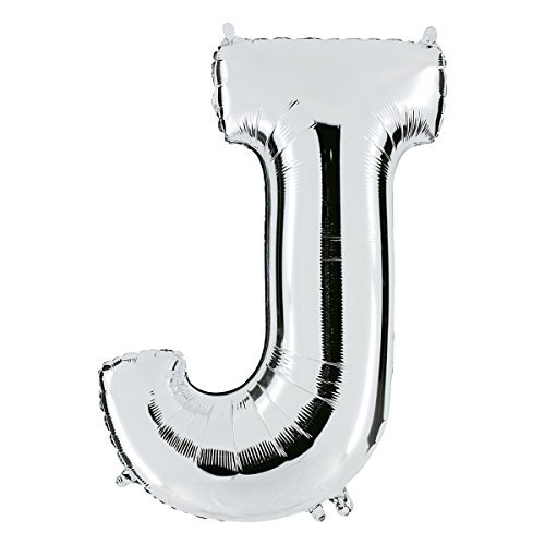 Folienballon Buchstaben groß (A - Z) in silber, Höhe ca. 95 cm/für Heliumfüllung geeignet (J) von schenken-24