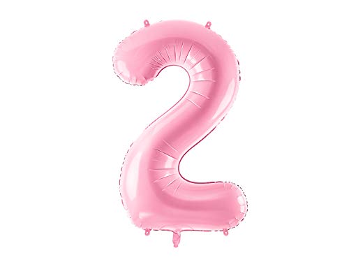 schenken-24 Folienballon Zahlen groß (0-9) /ROSA/MIT Helium GEFÜLLT (0-9), Höhe ca. 100cm, Zahlen:Zahl 2, Füllung Ballon:Unbefüllt (nur Ballon) von schenken-24