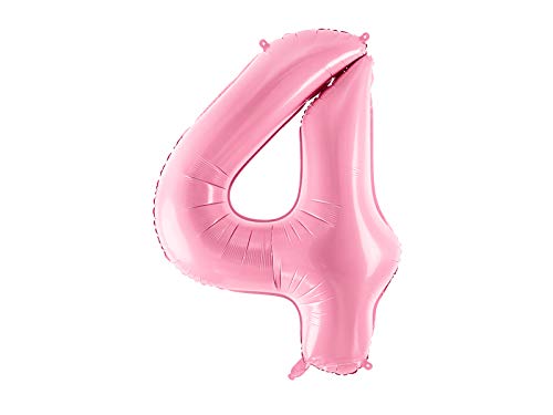 schenken-24 Folienballon Zahlen groß (0-9) /ROSA/MIT Helium GEFÜLLT (0-9), Höhe ca. 100cm, Zahlen:Zahl 4, Füllung Ballon:Unbefüllt (nur Ballon) von schenken-24