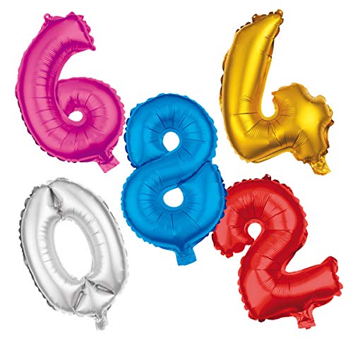 Folienballon Zahlen groß (0-9) verschieden Farben wählbar, Höhe ca. 80 cm/für Heliumfüllung geeignet, Zahlen:Zahl 1, Farben Ballone:gold von schenken-24