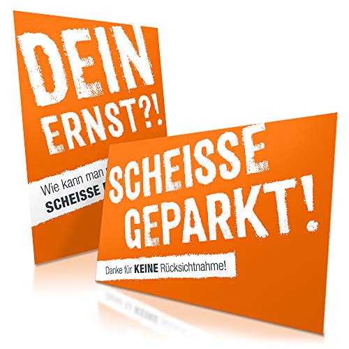 schildEVO 50 x Scheiße geparkt Hinweiszettel | 2 Motive ORANGE | Strafzettel für Windschutzscheibe | Witzige Geschenkidee | Parkplatz Knöllchen schildEVO 50 x Scheiße geparkt Hinweiszettel | 2 Motive ORANGE | Strafzettel für Windschutzscheibe | Witzige Geschenkidee | Parkplatz Knöllchen von schildEVO