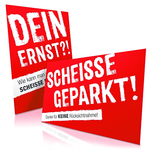 schildEVO 50 x Scheiße geparkt Hinweiszettel | 2 Motive ROT | Strafzettel für Windschutzscheibe | Witzige Geschenkidee | Parkplatz Knöllchen schildEVO 50 x Scheiße geparkt Hinweiszettel | 2 Motive ROT | Strafzettel für Windschutzscheibe | Witzige Geschenkidee | Parkplatz Knöllchen von schildEVO
