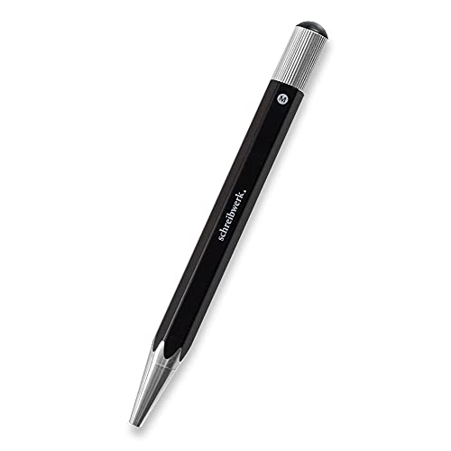 schreibwerk Kugelschreiber Drehmechanik schwarz - Aluminium-Körper - blaue Qualitäts-Mine von schreibwerk