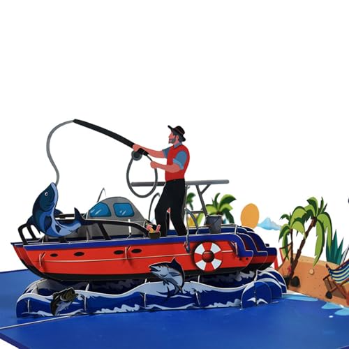 scicent Geburtstagsglückwünsche Karten Pop Up Karte mit Umschlag Angeln Pop Up Karte Geburtstag Geburtstagskarten 3d Klappkarte für Angler Fischer Angel Gutschein Angelsport Vatertag Karte 32218 von scicent