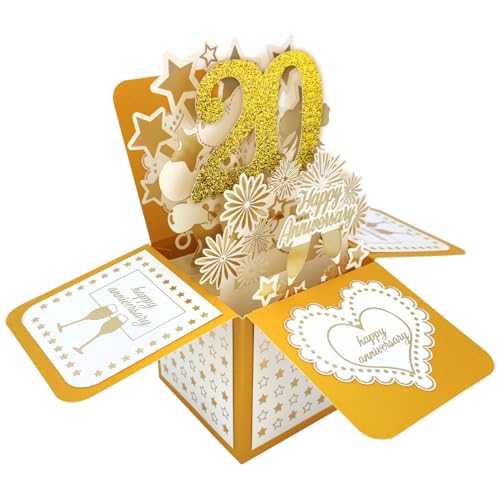 scicent Karte Valentinstag Pop Up Karte Hochzeit 20. Hochzeitskarte Hochzeitsgeschenke für Brautpaar Glückwunschkarte Klappkarte mit Umschlag für Ehefrau und Ehemann - 20122 von scicent