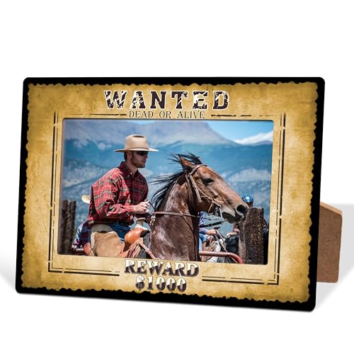 scodilo West Cowboy-Holz-Bilderrahmen, Cowboy-Themen-Party-Bilderrahmen, wilder Western-Holz-Bilderrahmen, Geschenk für Cowboy-Cowgirl, rustikales Partyzubehör, Dekoration (10,2 x 15,2 cm Foto)-4 von scodilo
