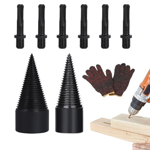 scyca Holzbohrer, Brennholzbohrer, hochfeste elektrische Bohrer, 9 Teile, verdrehter Bohrer für Brennholz, Holzspaltbohrer mit geometrischen Formen für die Familie von scyca