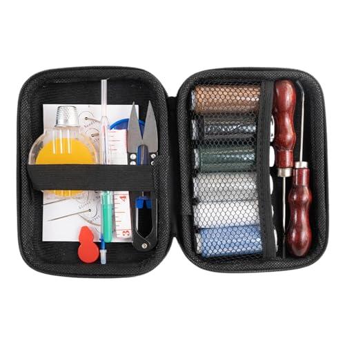 scyca Ledernähset, Lederbearbeitungswerkzeuge, Lederarbeitsset, Nähgarn, Lederhandwerkwerkzeuge, professionelles Sofa-Nähset mit Box von scyca