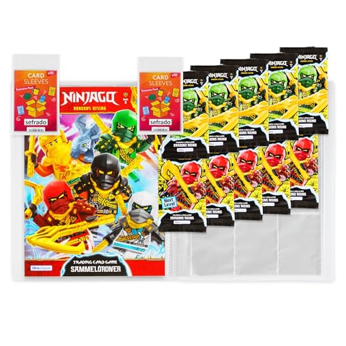 sefrado Bundle Exclusive Hüllen kompatibel mit 1 x Sammelmappe leer + 10 Booster Serie 9 Next Level Lego Ninjago Trading Card Game 2024 von sefrado