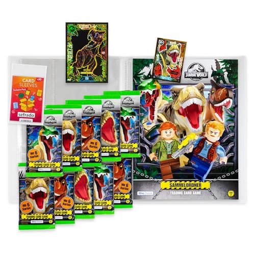 sefrado Bundle Exclusive Hüllen kompatibel mit 1 x Sammelmappe leer + 10 Booster Jurassic World Serie 3 Lego Trading Card Game 2023 + Bonus XL Karte Carnotaurus + LE 1 Power T-Rex sefrado Bundle Exclusive Hüllen kompatibel mit 1 x Sammelmappe leer + 10 Booster Jurassic World Serie 3 Lego Trading Card Game 2023 + Bonus XL Karte Carnotaurus + LE 1 Power T-Rex von sefrado