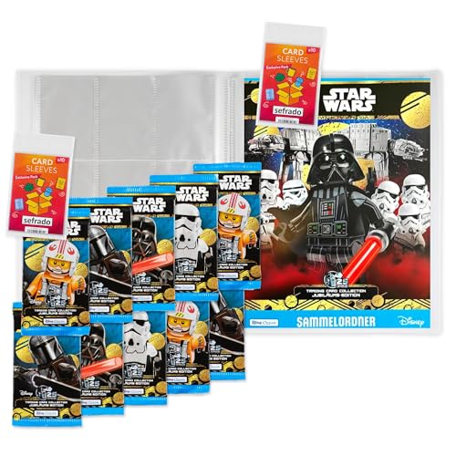 sefrado Bundle Exclusive Hüllen kompatibel mit 1 x Sammelmappe leer + 10 Booster Serie 5 Lego Star Wars Trading Card Game 2024 von sefrado