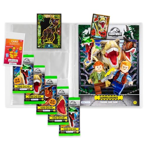sefrado Bundle Exclusive Hüllen kompatibel mit 1 x Sammelmappe leer + 5 Booster Jurassic World Serie 3 Lego Trading Card Game 2023 + Bonus XL Karte Carnotaurus + LE 1 Power T-Rex sefrado Bundle Exclusive Hüllen kompatibel mit 1 x Sammelmappe leer + 5 Booster Jurassic World Serie 3 Lego Trading Card Game 2023 + Bonus XL Karte Carnotaurus + LE 1 Power T-Rex von sefrado