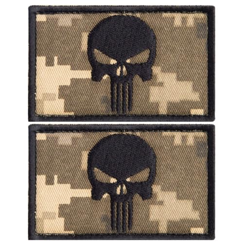 Patch, Skull, Totenkopf Klett, Abzeichen für Rucksäcke, Mützen, Militär Uniform, Westen, Hundegeschirr, Halsband, 8x5cm von sei Design