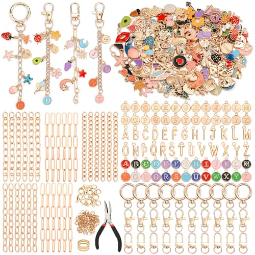 500 Stück Charms-Schlüsselanhänger-Bastelset, Bastelzubehör mit Anhängern, Schlüsselanhänger-Haken, Biegeringen, Karabinerverschlüssen, Ketten und Werkzeugen, Schmuckherstellungs-Set für individuelle 500 Stück Charms-Schlüsselanhänger-Bastelset, Bastelzubehör mit Anhängern, Schlüsselanhänger-Haken, Biegeringen, Karabinerverschlüssen, Ketten und Werkzeugen, Schmuckherstellungs-Set für individuelle von selizo