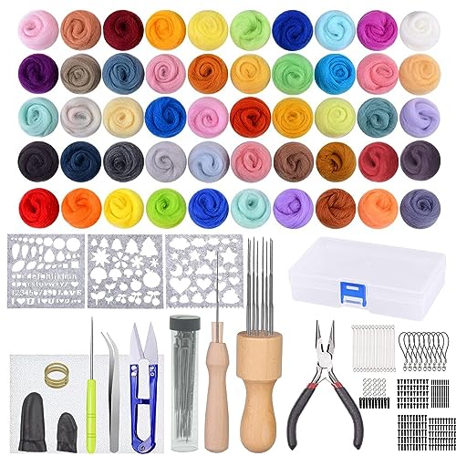Nadelfilz Set,50 Farben Filzwolle,Filz Set mit 297 Stück Nadelfilz Werkzeuges,Filzset für Anfänger mit Grundlegende Filzwerkzeuge,Nadelfilz Starter Set für DIY Handwerk, Heimdekoration Nadelfilz Set,50 Farben Filzwolle,Filz Set mit 297 Stück Nadelfilz Werkzeuges,Filzset für Anfänger mit Grundlegende Filzwerkzeuge,Nadelfilz Starter Set für DIY Handwerk, Heimdekoration von selliner