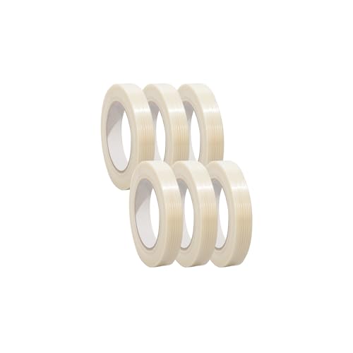 6 x Filament Klebeband glasfaservertärkt/Gewebeband transparent fadenverstärkt/Reißfest Filament Glasfaser Klebeband, Filamentband, Gewebeband transparent, Abmessungen:19mm x 50m. transparent von selmundo