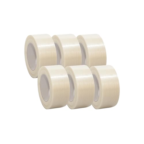 6 x Filament Klebeband glasfaservertärkt/Gewebeband transparent fadenverstärkt/Reißfest Filament Glasfaser Klebeband, Filamentband, Gewebeband transparent, Abmessungen:50mm x 50m. transparent von selmundo