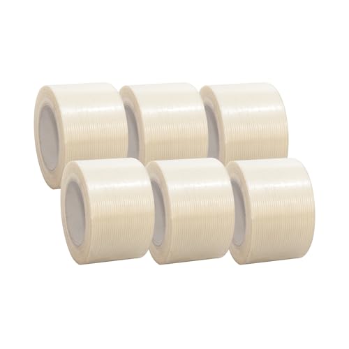 6 x Filament Klebeband glasfaservertärkt/Gewebeband transparent fadenverstärkt/Reißfest Filament Glasfaser Klebeband, Filamentband, Gewebeband transparent, Abmessungen:75mm x 50m. transparent von selmundo